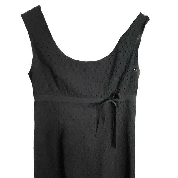 Ann Taylor Dress Sleeveless Eyelet Design Front Bow Black Women's Size 2 - Picture 3 of 5
